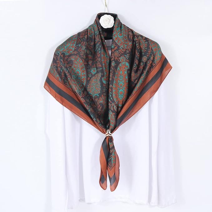 YOUR SMILE Silk Like Scarf Women's Fashion Pattern Large Square Satin Headscarf Headdress