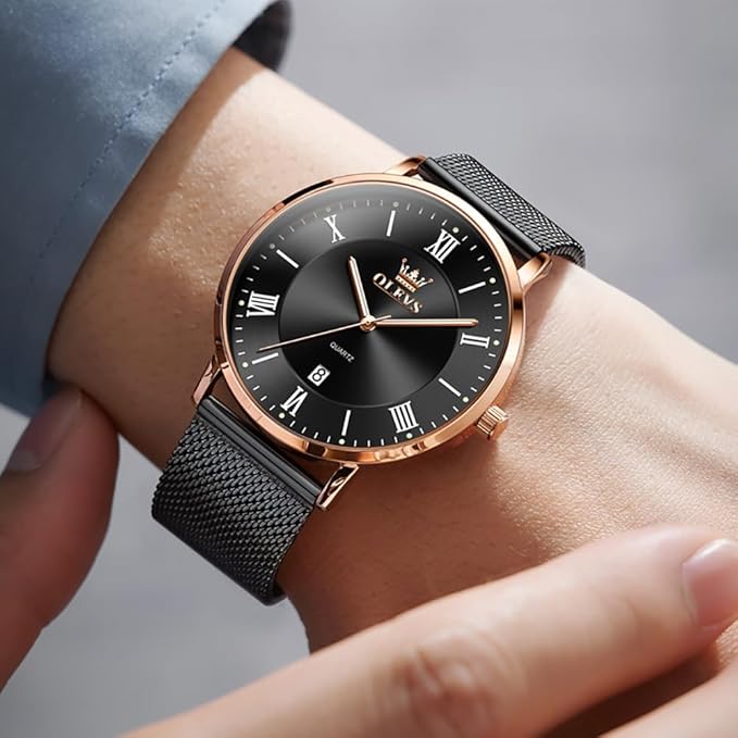 OLEVS Mens Gold Watches Analog Quartz Business Dress Watch Day Date Stainless Steel Classic Luxury Luminous Waterproof Casual Male Wrist Watches