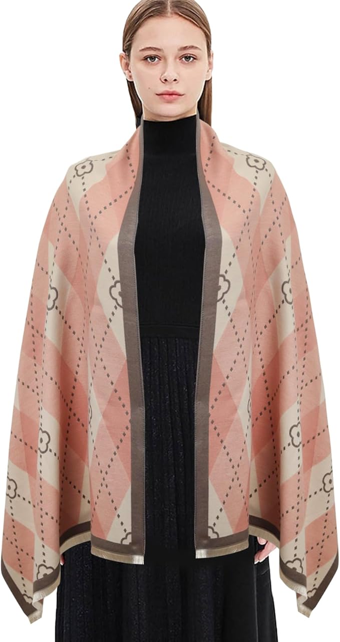 EXTREE Scarfs for Women Pashmina Silky Shawl Wrap for Evening Dressing Blanket Open Front Poncho Cape