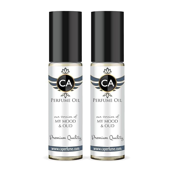 CA Perfume Impression of Oud Satin Mood for Men Eau De Parfum Amber Woody Scent Long Lasting Cologne for Men Travel Size TSA Ready for Day and Night Wear 0.33 Fl Oz 10ml (Pack of 2)