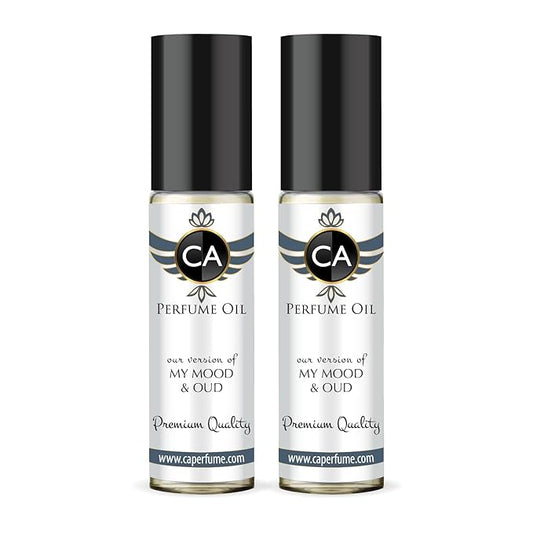 CA Perfume Impression of Oud Satin Mood for Men Eau De Parfum Amber Woody Scent Long Lasting Cologne for Men Travel Size TSA Ready for Day and Night Wear 0.33 Fl Oz 10ml (Pack of 2)