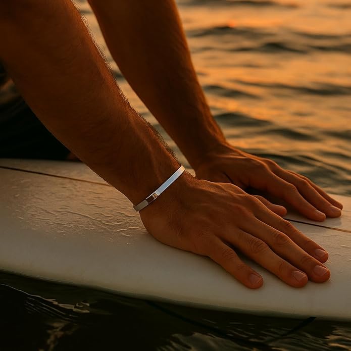 Forge & Foundry Men's Minimalist Titanium Cuff Bracelet | Versitile Unisize Waterproof | Design-Led Artisan Jewelry, from London | Ravick