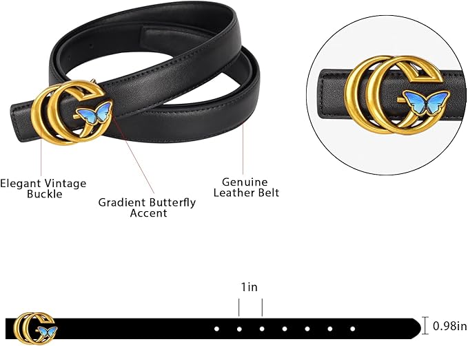 Relang Women's Belts with Gold Buckle, Fashion Waist Band, Elegant Ladies' Belt, Gift for Women