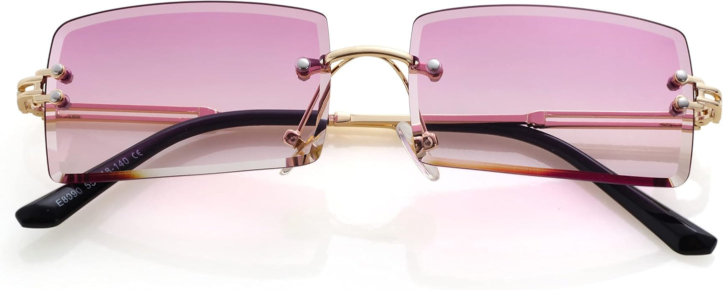 Kursan Frameless Rectangle Sunglasses for Men Women Small Rimless Sun Glasses Shades UV400 Protection