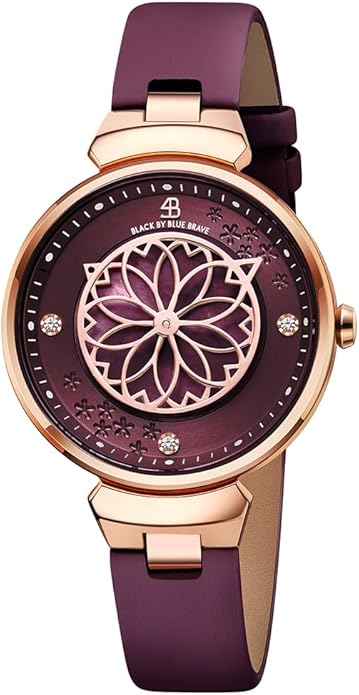 Women Watches Cherry Blossom Women's Watch Mother of Pearl Dial Ladies Watch with Leather Strap Sakura Petal Shape Cherry Blossom Watches for Women Sapphire Crystal Glass for Durability and Clarity