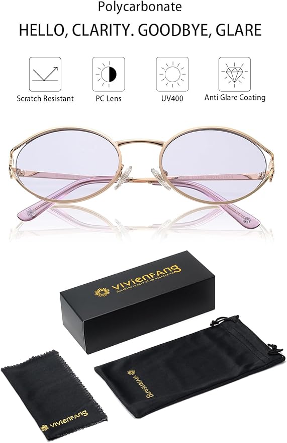 Retro Oval Sunglasses Womens Trendy 2026, Vintage Y2K Women's Shades Fashion 90s Sun Glasses UV Protection VF2252