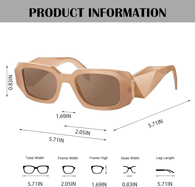 BUTABY Trendy Rectangle Sunglasses for Women Men Retro Sun Glasses Vintage Fashion Square Frame