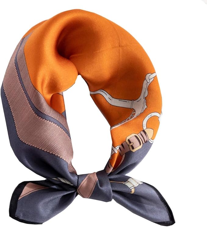 ANDANTINO 100% Real Mulberry Silk Scarf -21'' x 21''- Lightweight Neckerchief –Women Men Small Square Digital Printed Scarves