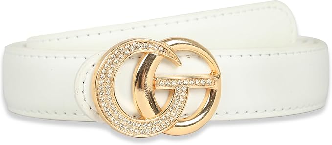 Women's Fashion Classic Metal Buckle Leather Belt with Jeans Dress