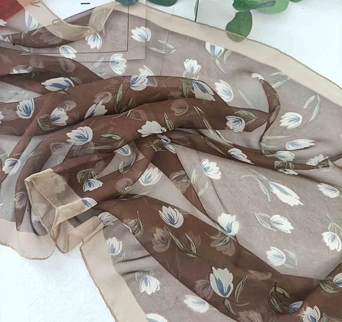 Pokeedioty Scarfs for Women Lightweight Scarves Elegant Floral Pattern Sheer Scarfs Shawls Wraps