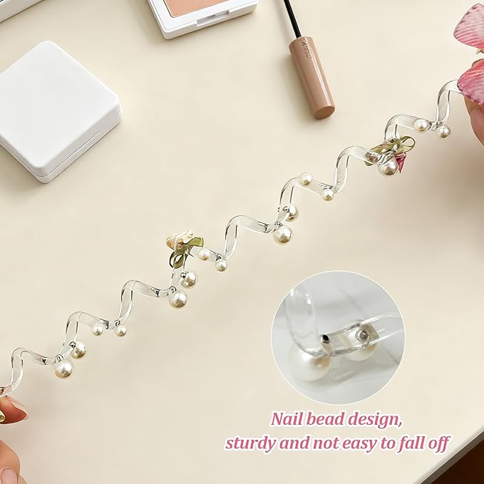 4PC Pearl Butterfly Telephone Wire Hair Ties – Spiral Elastic Bubble Ponytail Hair Bands for Women & Girls, No Damage, Soft & Stretchy Hair Accessories for High Ponytails and Braids(set-C)