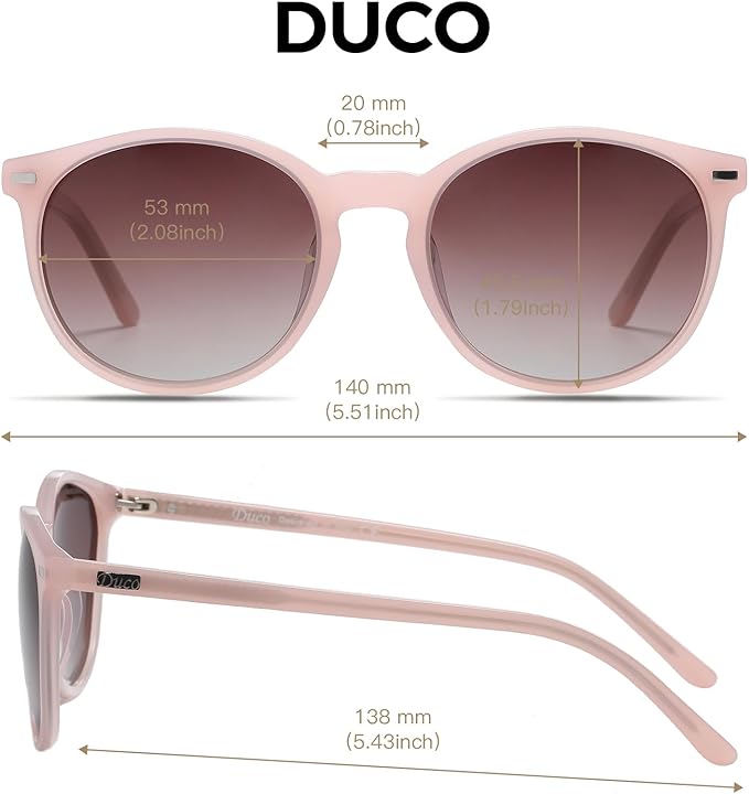 DUCO Polarized Sunglasses for Women Retro Round Women's Sunglasses Classic Vintage UV400 Shades DC1230