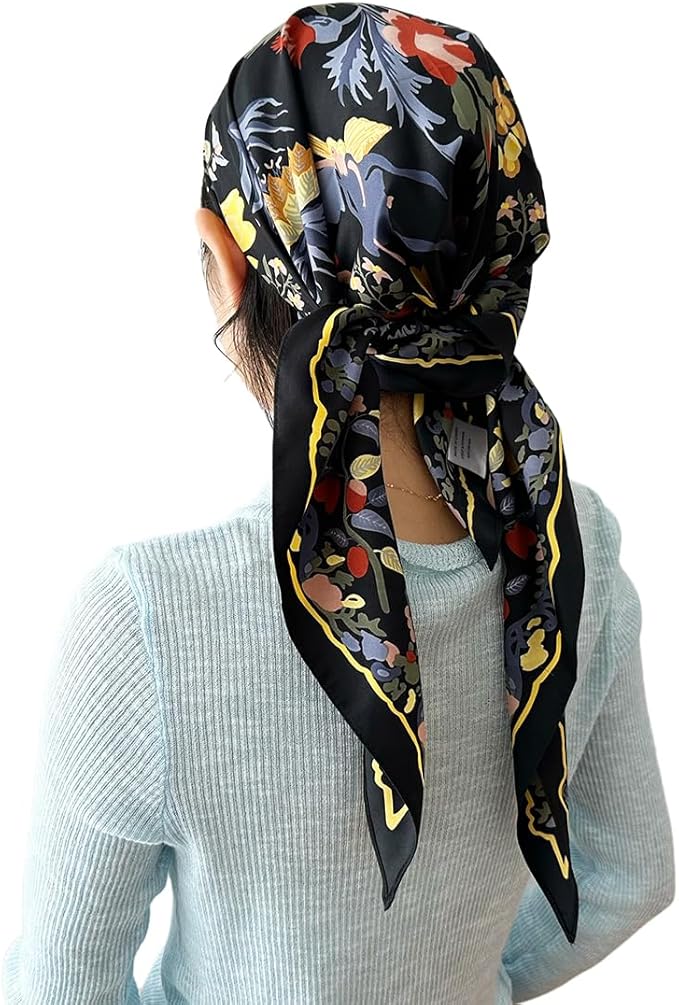 Livrerpi Silk Feeling Head Scarf Fashion Satin Hair Scarf Square Long Scarves for Women Gifts