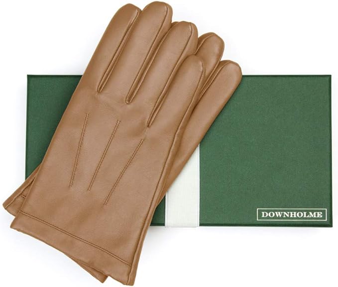 Downholme Touchscreen Leather Cashmere Lined Gloves for Men
