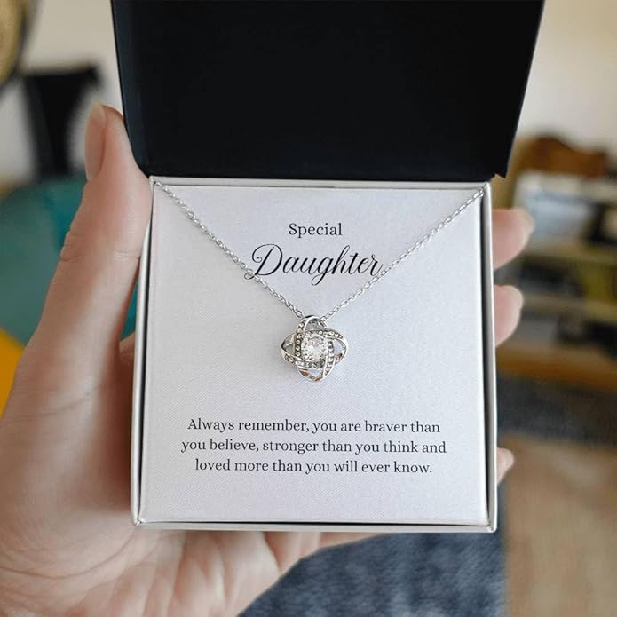 VIRAGIL To My Daughter Gift Necklace From Dad or Mom - Badass Daughter Jewelry With Heartfelt Message & Elegant Box