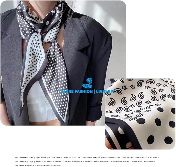 Livrerpi Silk Feeling Head Scarf Fashion Satin Hair Scarf Square Long Scarves for Women Gifts