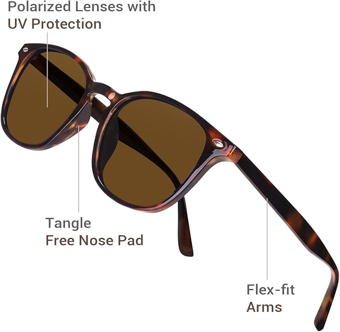DrRelax Retro Sunglasses Womens Trendy Round Polarized Shades Sun Glasses