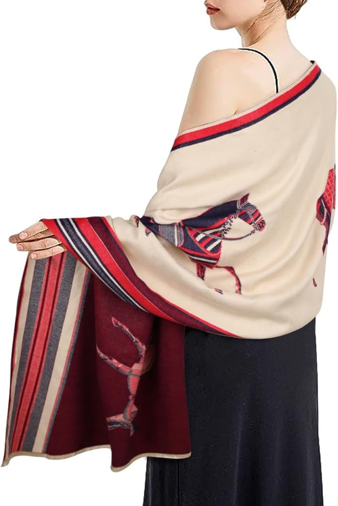 EXTREE Scarfs for Women Pashmina Silky Shawl Wrap for Evening Dressing Blanket Open Front Poncho Cape