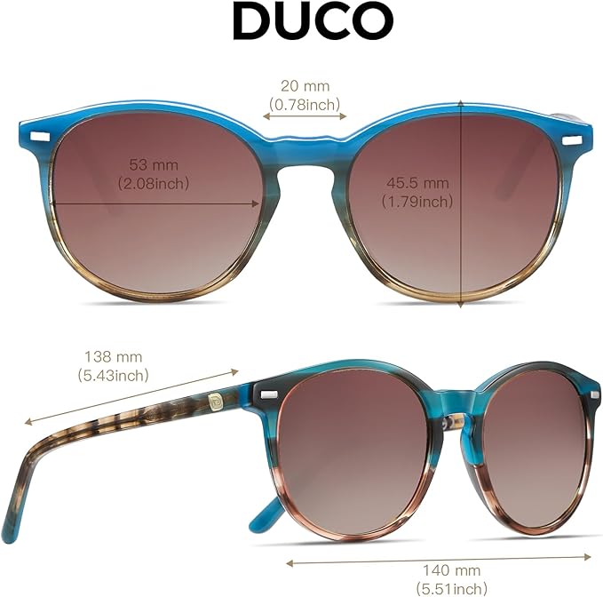 DUCO Polarized Sunglasses for Women Retro Round Women's Sunglasses Classic Vintage UV400 Shades DC1230