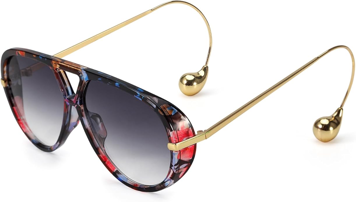 SODQW Oversized Aviator Sunglasses for Women With Earring Trendy Large Big XL Size 2025 Designer Ladies Shades