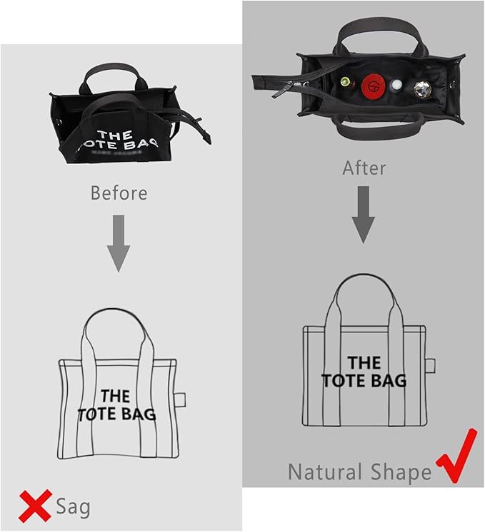 ZTUJO Purse Organizer Insert For Handbags, Silk Purse Organizer with Zipper, Silky Smooth, Bag Organizer For Speedy Neverfull Tote,onthego,Artsy, 6 Sizes (Medium, Silky Black)
