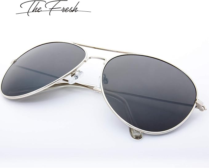 The Fresh Classic Aviator Frame Light Color Lens XL Oversized Sunglasses Gift Box