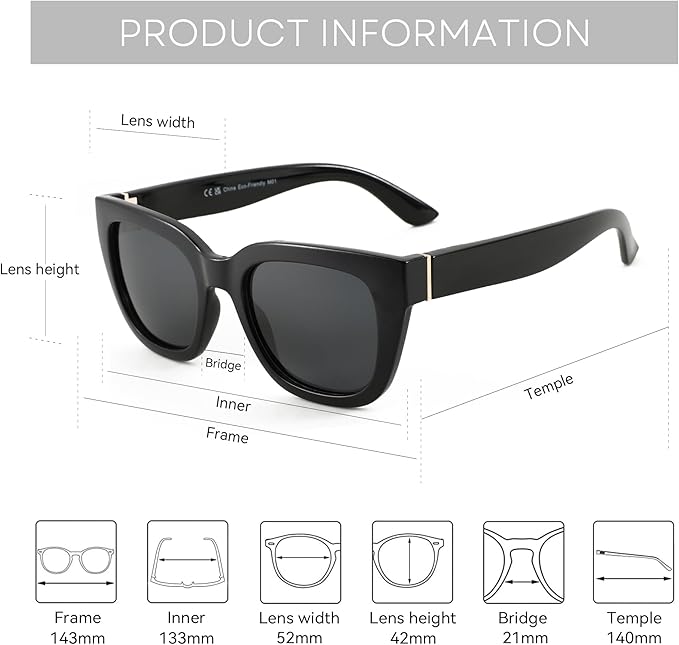 ZENOTTIC Retro Square Polarized Sunglasses for Women Vintage Sun Glasses UV400 Protection Trendy Shades Fashion Style