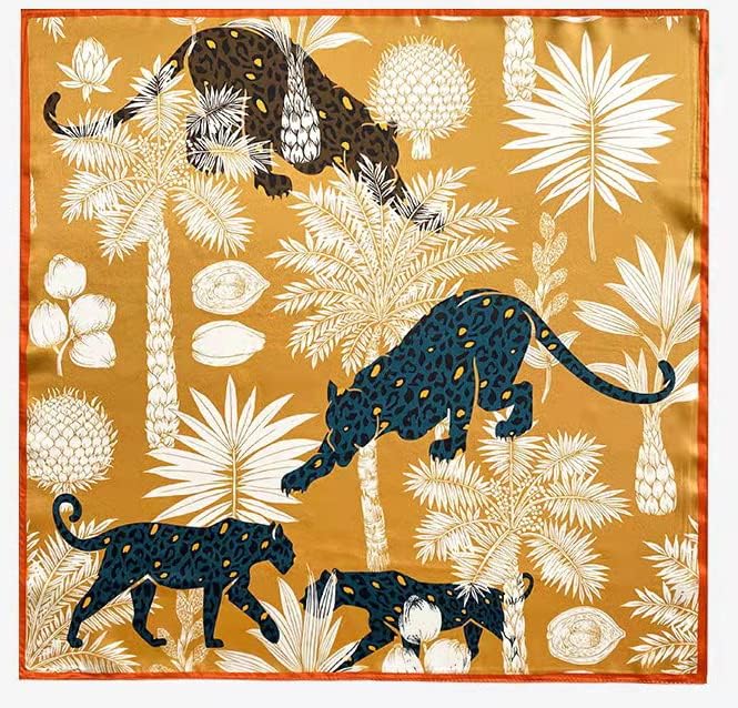ANDANTINO 100% Real Mulberry Silk Scarf -21'' x 21''- Lightweight Neckerchief –Women Men Small Square Digital Printed Scarves
