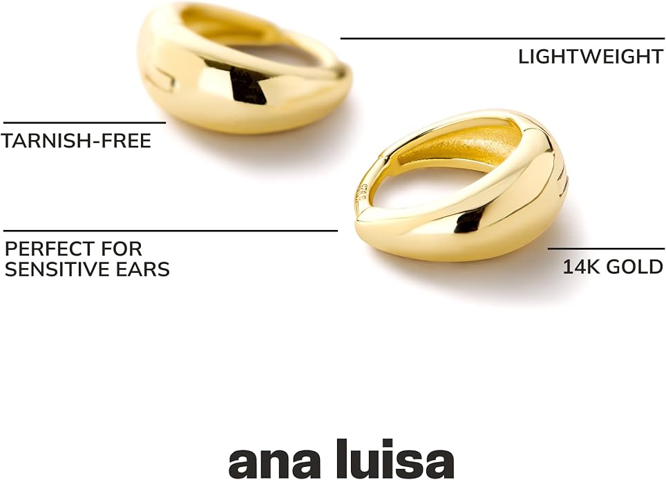 Ana Luisa Hoop Earrings for Women - 14K Gold Plated & Silver Rhodium Plated Assorted Earring Styles - Dainty, Small Gold Hoop Earrings - Hypoallergenic Tarnish-Free Jewelry - Gifts for Women