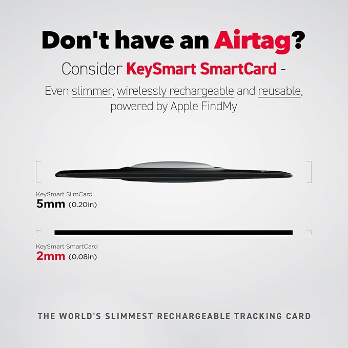 KEY SMART SlimCard AirTag Holder for Wallet - Ultra Slim Wallet Air Tag Holder - AirTag Card Holder with Lanyard Hole, Item Tracker - Auto Lock Air Tag Holders - 2 Pack