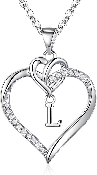 STORUP Gifts for Women Teen Girls - Heart Initial Necklaces for Women Girls, 14K-Gold-Plated Cubic Zirconia Initial A-Z Pendant Dainty Heart Necklaces for Teen Girl Jewelry Birthday Gifts