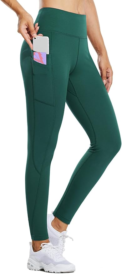 baleaf Women's Fleece Lined Leggings Water Resistant Thermal Winter Warm Tights High Waisted with Pockets Running Gear