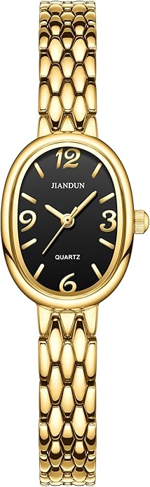 JIANDUN Vintage Small Gold Women’s Watch, Elegant Stainless Steel Bracelet, Water-Resistant with Tools Included