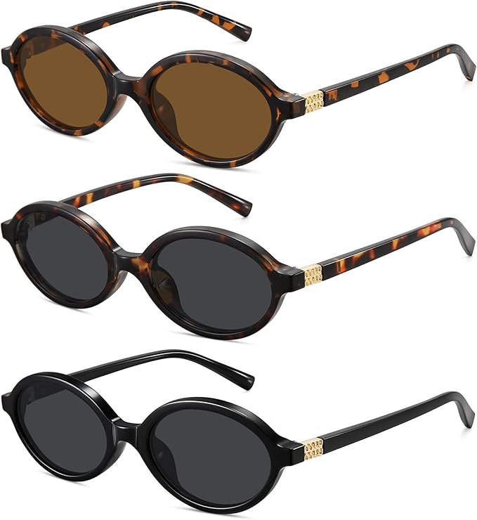 WOWSUN Retro Oval Sunglasses Womens Trendy Sun Glasses Sunnies UV400 Protection