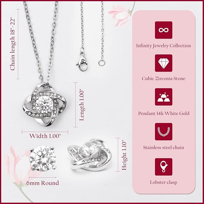 To My Beautiful Daughter Necklace, Daughter Necklace From Mom With Luxury Box, Daughter Gift From Mom, Daughter Birthday Gifts From Mom, Love Knot Necklace For Daughter, Mother Daughter Necklace