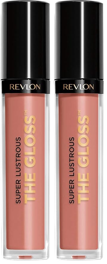 REVLON Super Lustrous Lip Gloss, Non-Sticky, Hydrating, High Shine Finish, 215 Super Natural, 0.13 oz (Pack of 2)