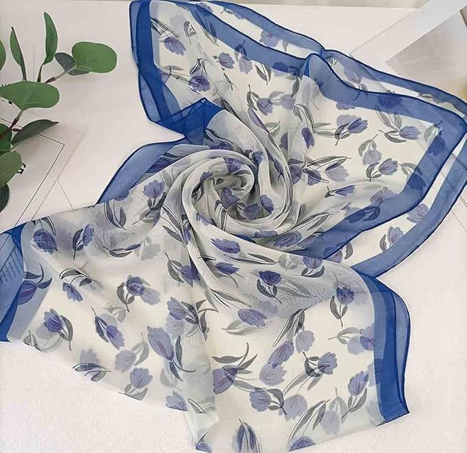 Pokeedioty Scarfs for Women Lightweight Scarves Elegant Floral Pattern Sheer Scarfs Shawls Wraps