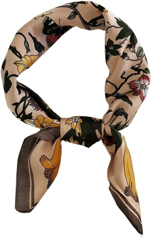 FONYVE Silk Feeling Scarf Medium Square Satin Head Scarf for Women 27.5 × 27.5 inches