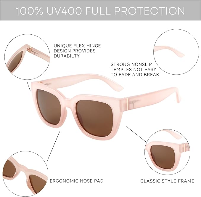 ZENOTTIC Retro Square Polarized Sunglasses for Women Vintage Sun Glasses UV400 Protection Trendy Shades Fashion Style