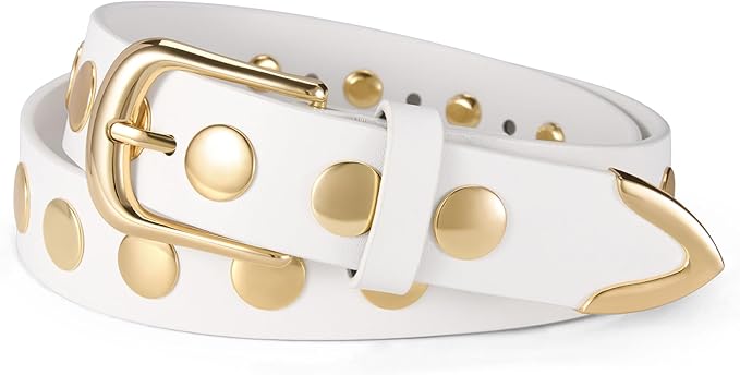 VATAN Women Leather Belt for Jeans Dresses Pants Fashion Ladies Casual Waist Belt with Gold Buckle