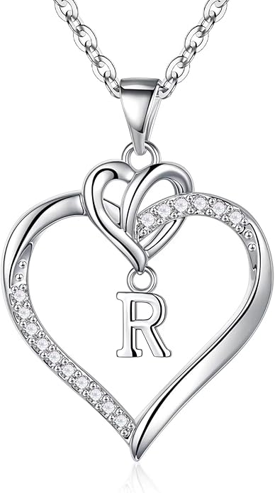 STORUP Gifts for Women Teen Girls - Heart Initial Necklaces for Women Girls, 14K-Gold-Plated Cubic Zirconia Initial A-Z Pendant Dainty Heart Necklaces for Teen Girl Jewelry Birthday Gifts