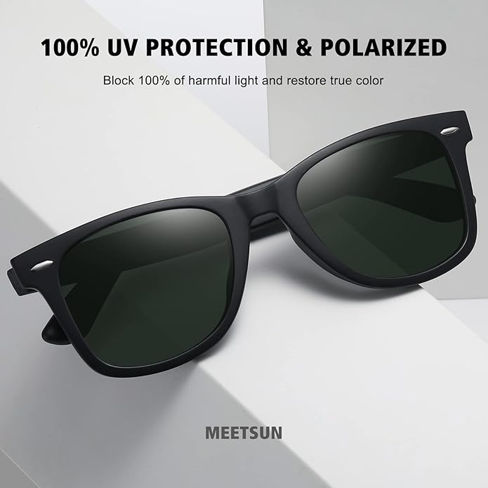 MEETSUN Retro Polarized Sunglasses for Women Men Classic Mirror Lens Driving Trendy Sun Glasses UV Protection (3 Pack)