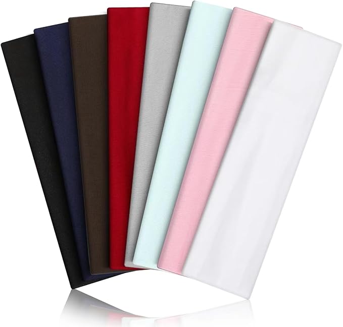 8PCS Summer-Exclusive Non Slip Sports Elastic Soft Running Fashion Headbands Absorb Sweat for Women & Men Working Out, Travel