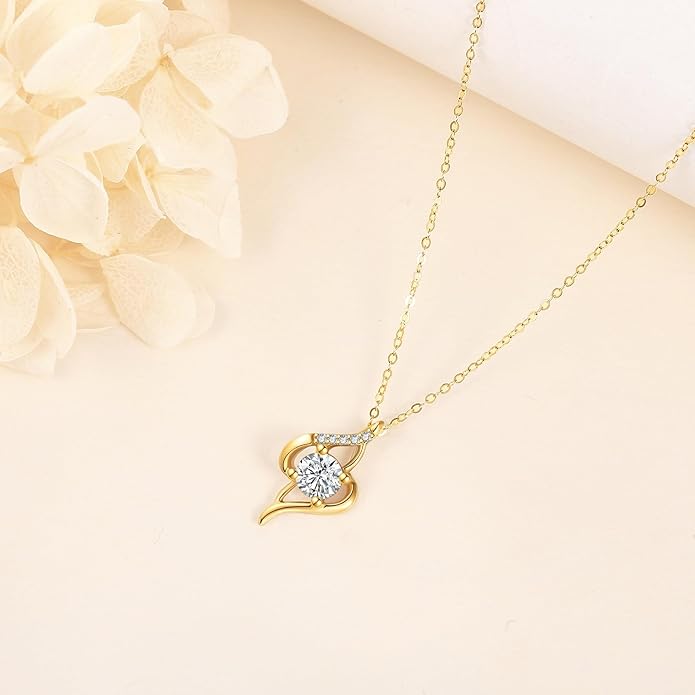 ELFRONT Mothers Day Gifts 14k Real Gold Dainty Necklace, Solid Gold Delicate Pendant For Women Mom Lover