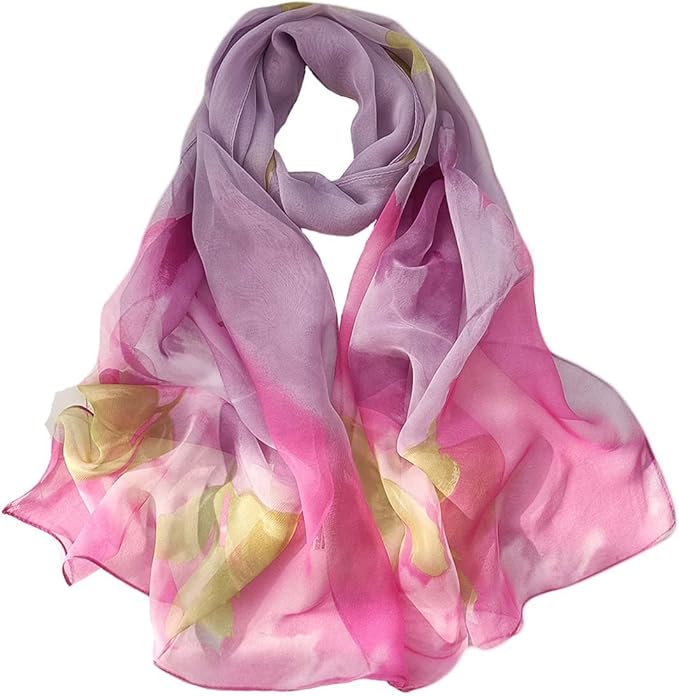 Pokeedioty Scarfs for Women Lightweight Fashion Scarves Elegant Floral Pattern Sheer Scarfs