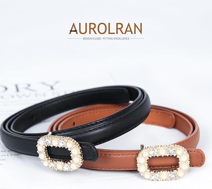 Women's Fashion Classic Metal Buckle Leather Belt with Jeans Dress
