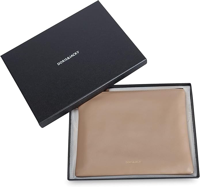 DORIS&JACKY Lambskin Leather Wristlet Clutch Purse for Women Soft Designer Slim Cell Phone Pouch Bag with Detachable Strap
