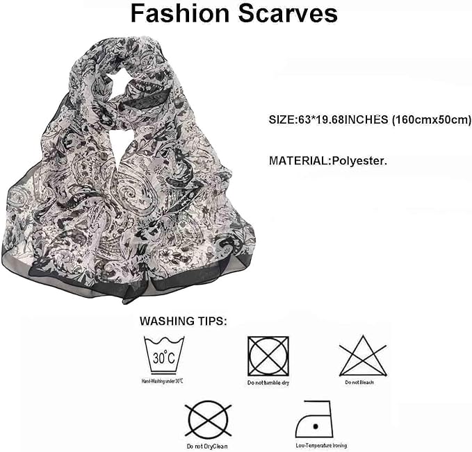 Pokeedioty Scarfs for Women Lightweight Scarves Elegant Floral Pattern Sheer Scarfs Shawls Wraps