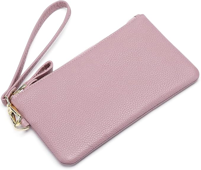 GOIACII Women's Wristlet Clutch Slim Leather Wallet RFID Blocking Handbag