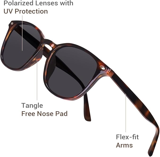 DrRelax Retro Sunglasses Womens Trendy Round Polarized Shades Sun Glasses